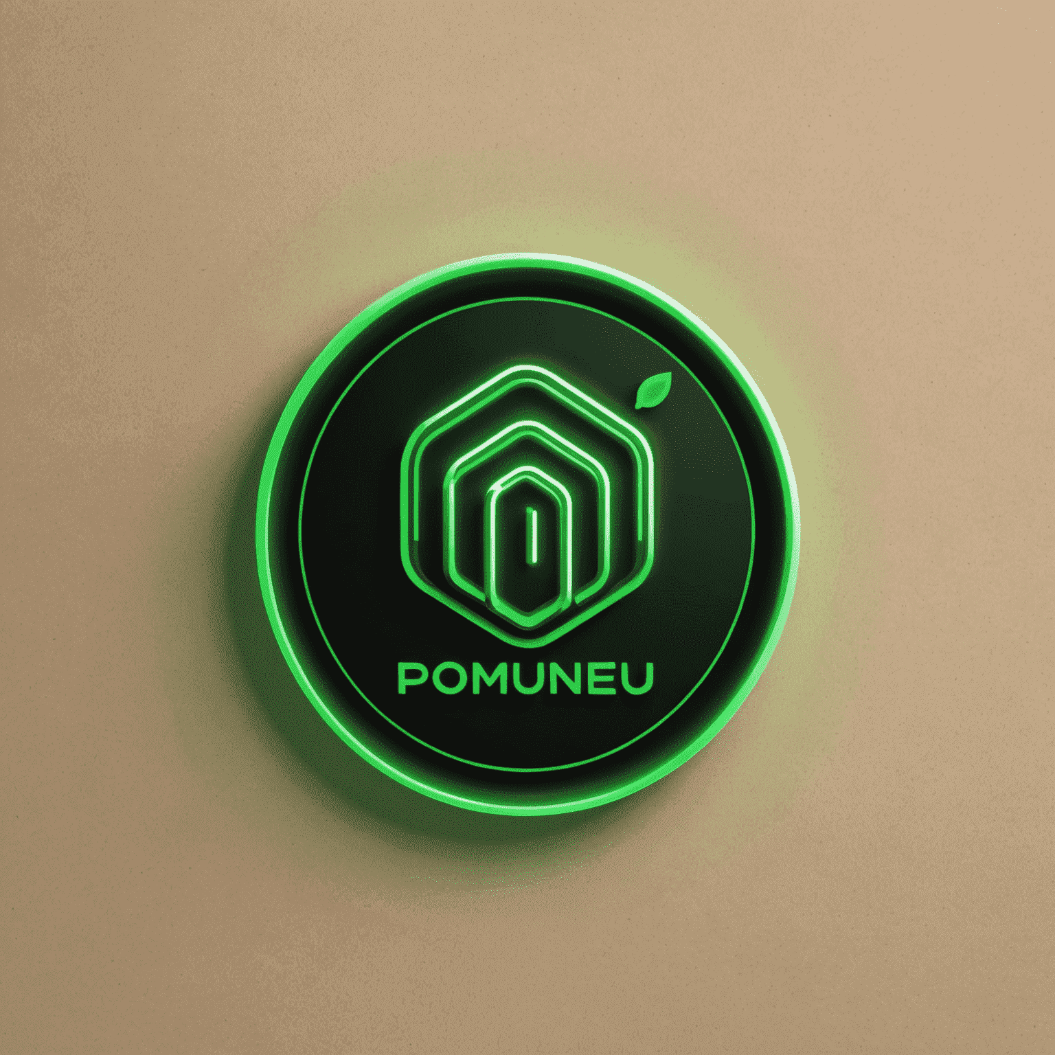 Logo de pomuneu_pro con diseño tecnológico en verde neón
