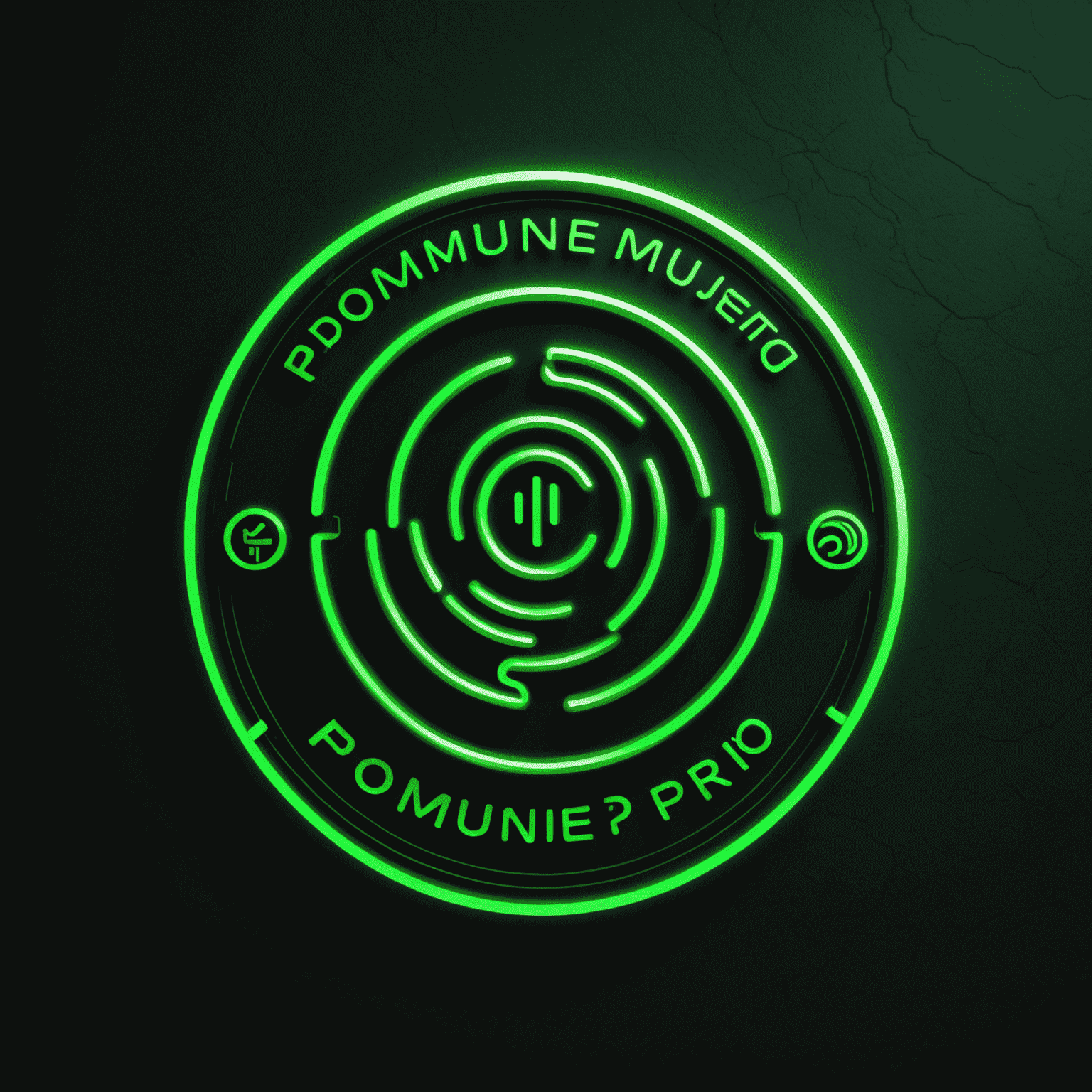 Logo de pomuneu_pro con diseño tecnológico en verde neón